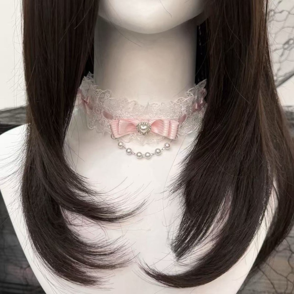 Pearl Choker Necklace Vintage - Lace Bow Ruffle Fashion Choker Necklace