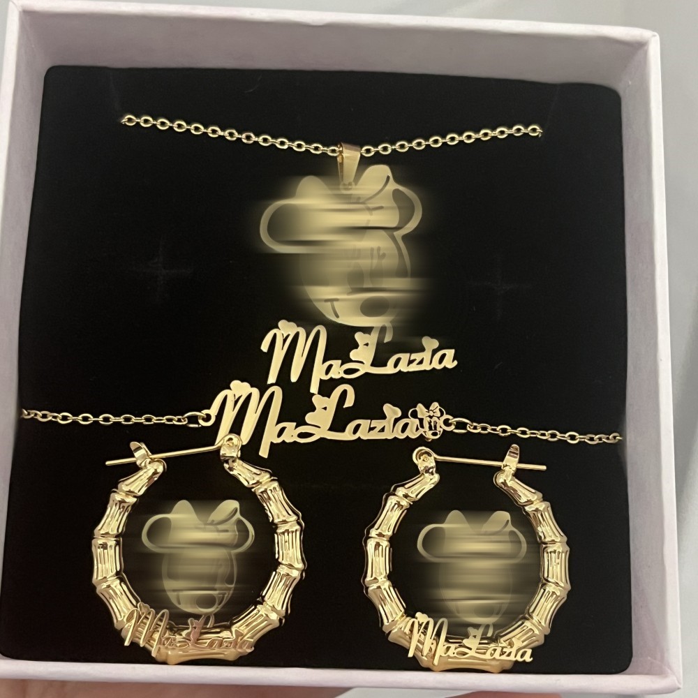 Custom Name Necklace Stainless Steel - DUOYING Custom Character Jewelry Set Personalized