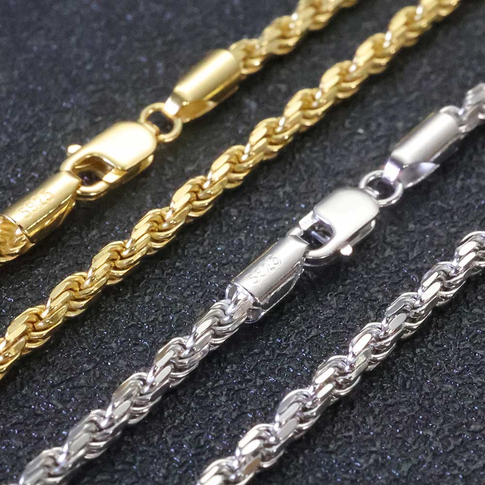 925 Sterling Silver Chain Necklace Men - ESKEEM 3MM/5mm Men Women PVD 18k