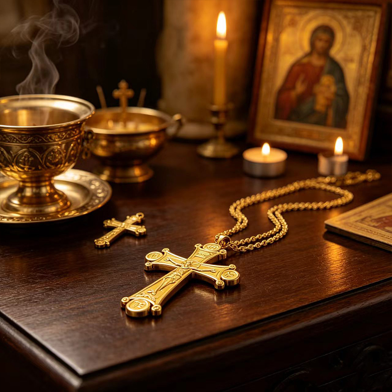 Premium Orthodox Crucifix Neck - Cross Pendant Necklace Gold 评论和价格