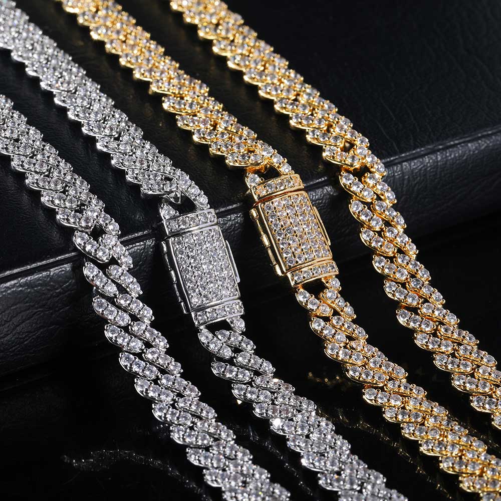 8MM1Row Zircon Women's Necklac - Cuban Link Chain 12Mm 评论和价格
