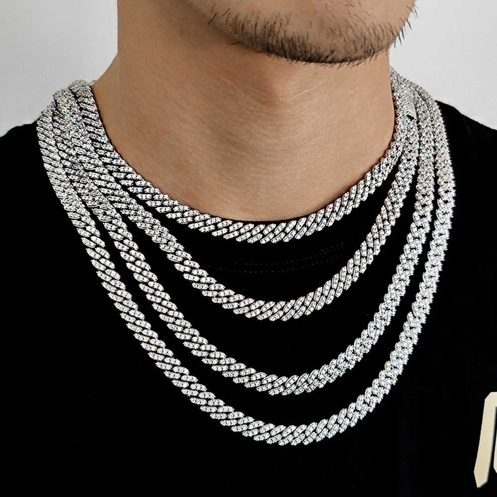 8MM1Row Zircon Women's Necklac - Cuban Link Chain 12Mm 评论和价格