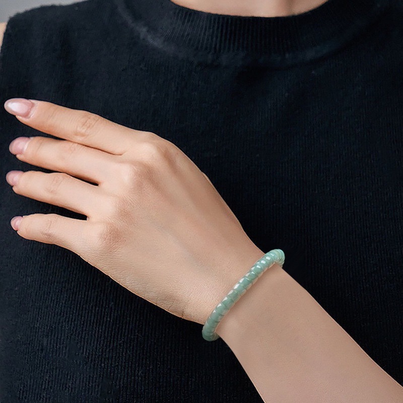 Natural Grade A Jadeite Blue W - Bracelets 评论和价格