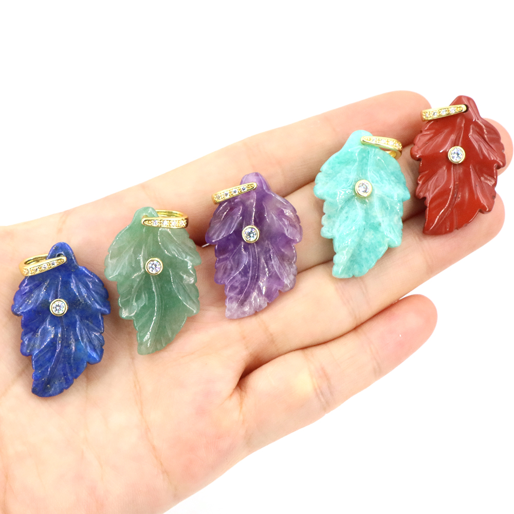 Natural Stone Crystal Leaf wit - Crystal Pendant Necklace Natural Stone 评论和价格