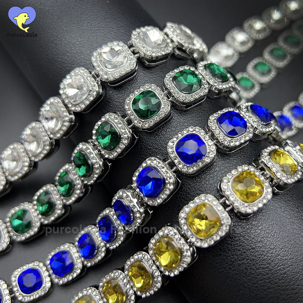 Brilliant Multi Colors Iced Ou - Cuban Link Chain 12Mm 评论和价格
