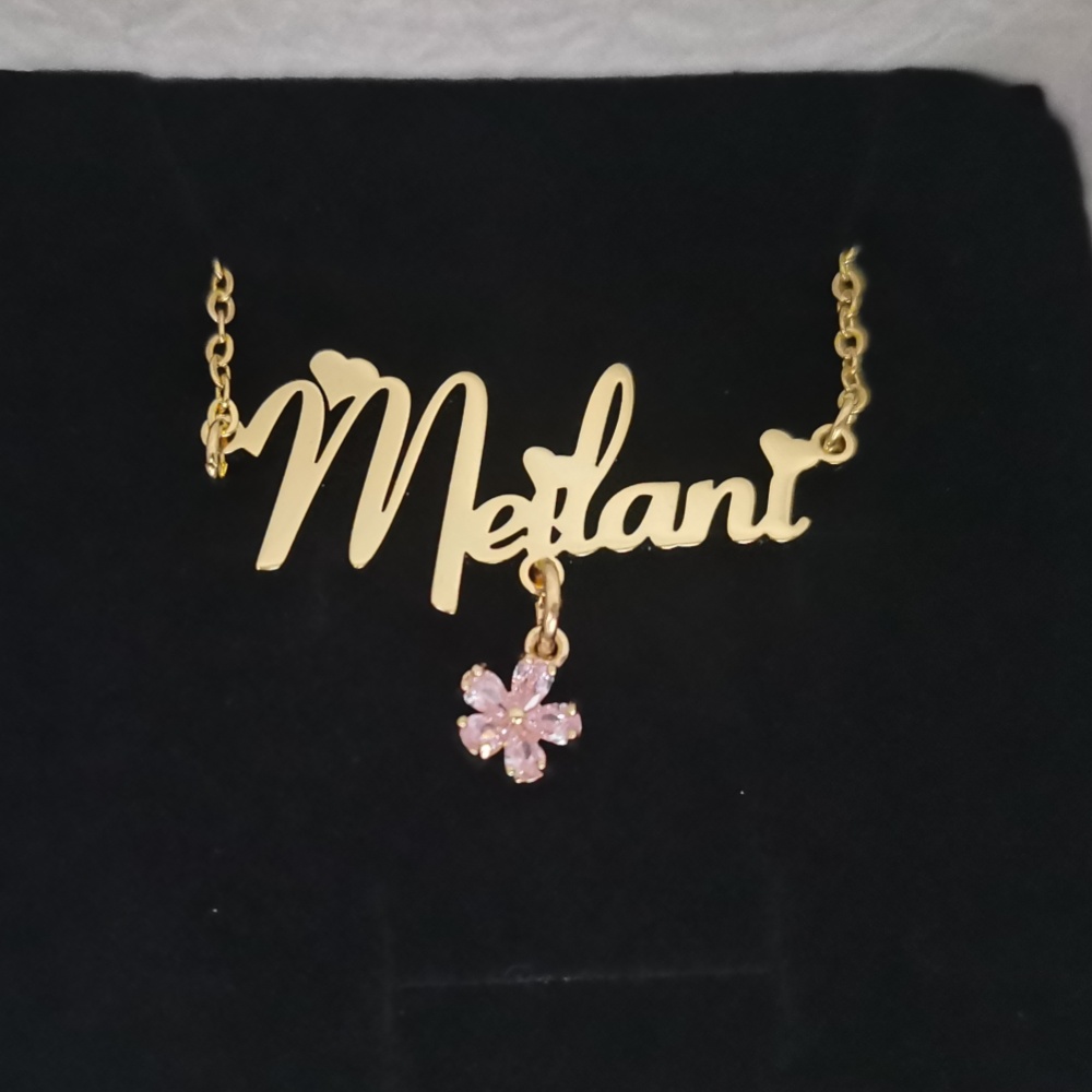 LeeChee Flower Zircon Small Pe - Custom Name Necklace Stainless Steel 评论和价格