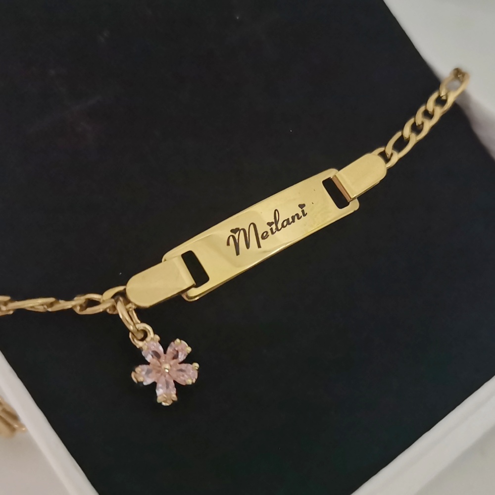 LeeChee Flower Zircon Small Pe - Custom Name Necklace Stainless Steel 评论和价格