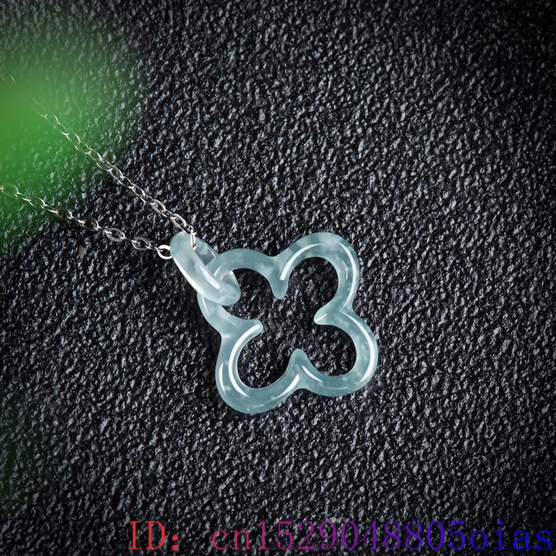 Blue Myanmar Jadeite Four Leaf - Necklaces 评论和价格