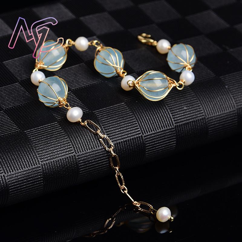 Blue Natural Jade Bead Earring - Earrings 评论和价格