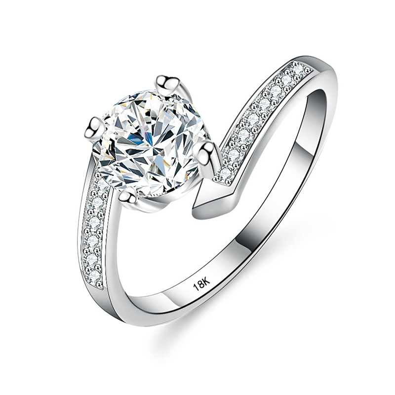YHAMNI 18K White Gold 1 Carat  - Moissanite Engagement Ring 1 Carat 评论和价格