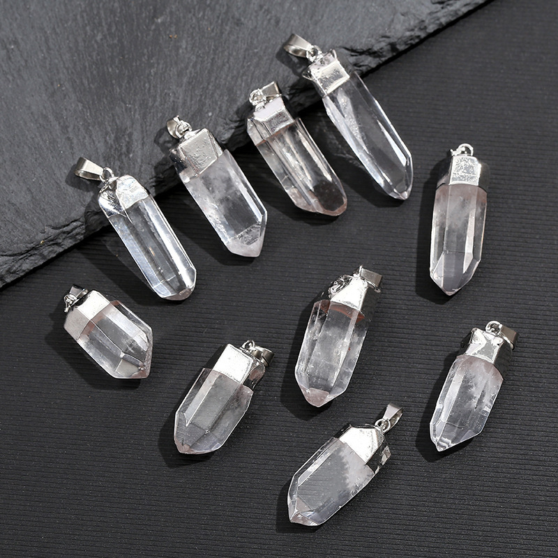 Natural Clear Quartz Crystal P - Crystal Pendant Necklace Natural Stone 评论和价格