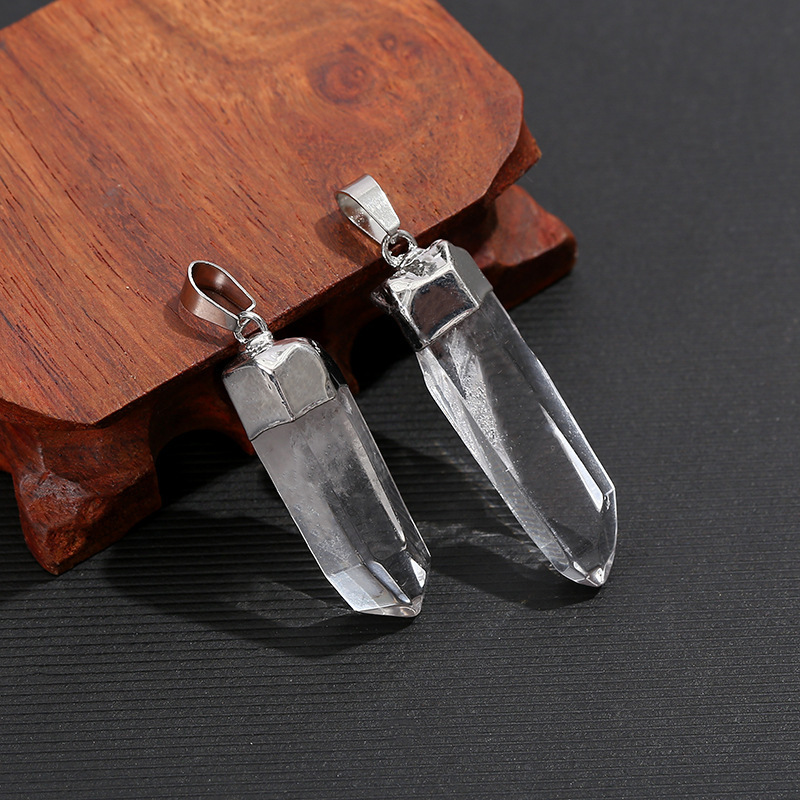 Natural Clear Quartz Crystal P - Crystal Pendant Necklace Natural Stone 评论和价格