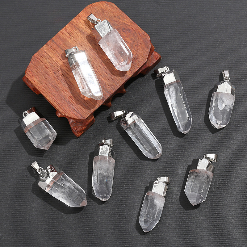 Natural Clear Quartz Crystal P - Crystal Pendant Necklace Natural Stone 评论和价格