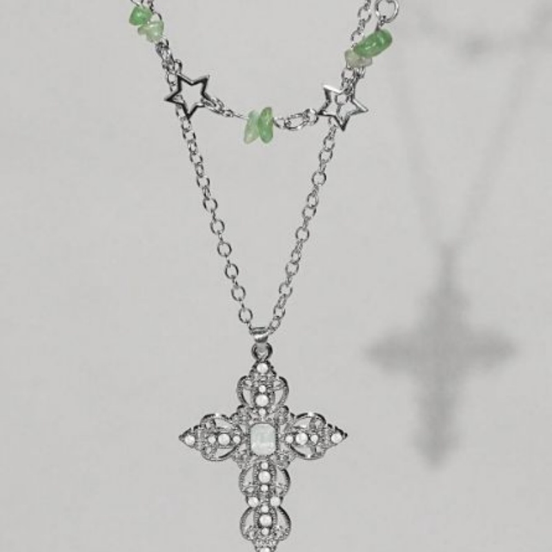 2-piece Y2K double-layer neckl - Layered Pendant Necklace Aesthetic 评论和价格