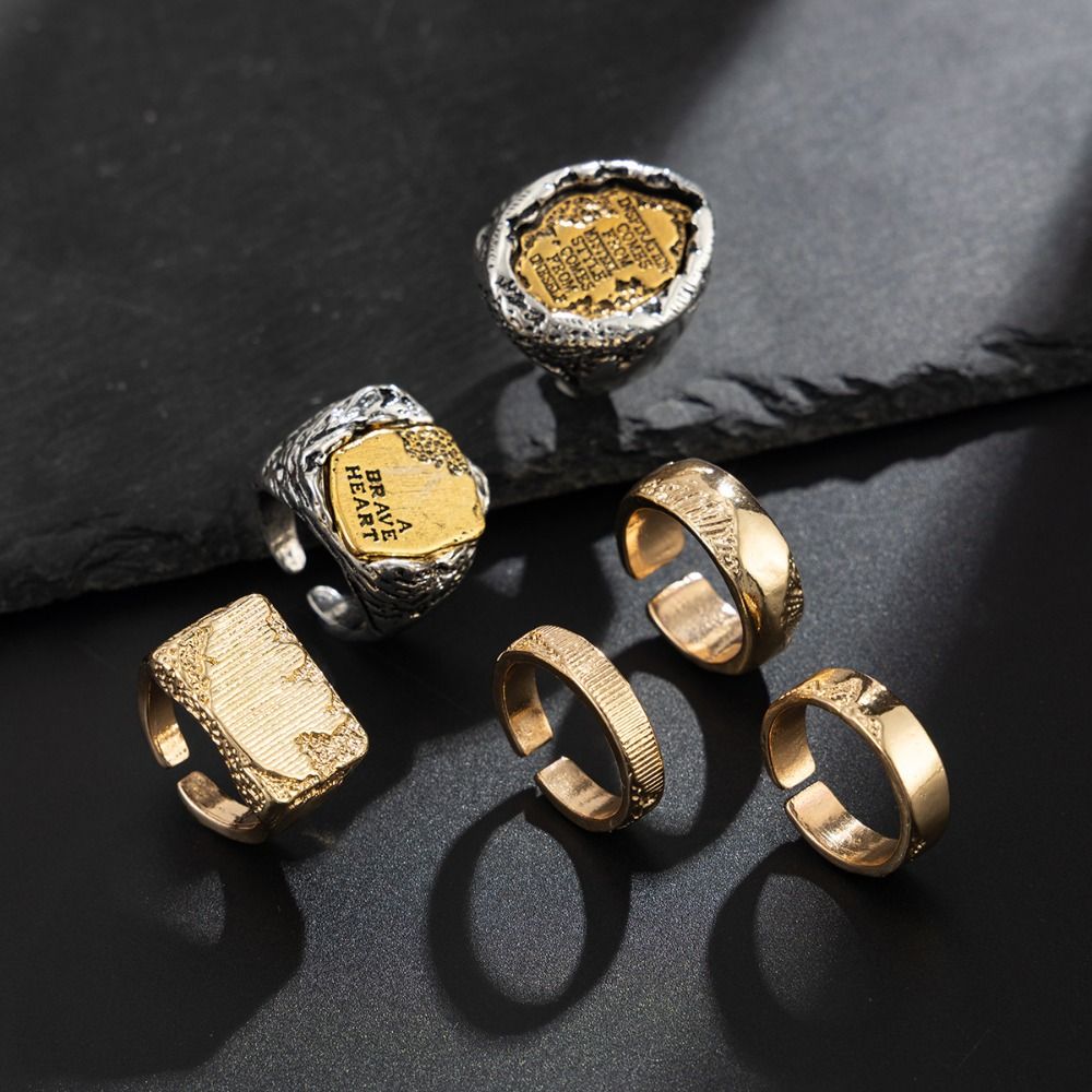 Finger Rings Sets 6Pcs/Set Geo - Vintage Punk Knuckle Rings Set 评论和价格