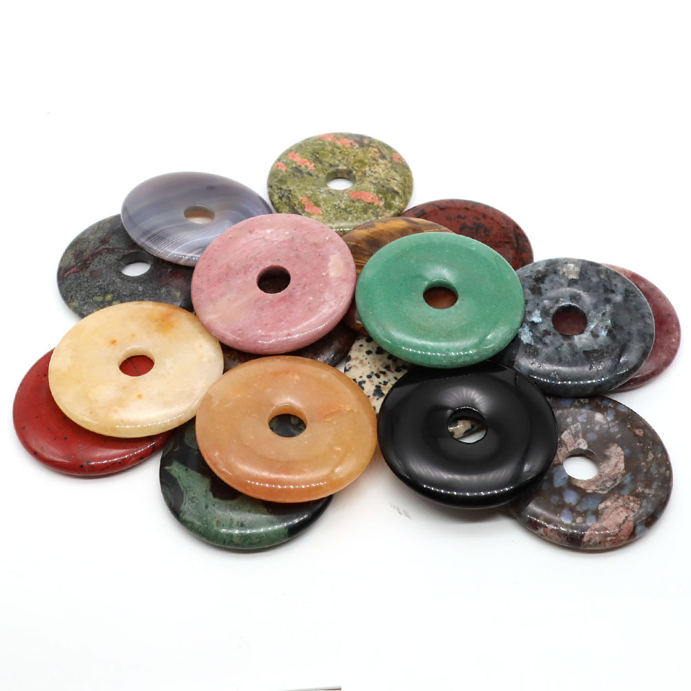 50mm Natural Big Hole Stones T - Crystal Pendant Necklace Natural Stone 评论和价格